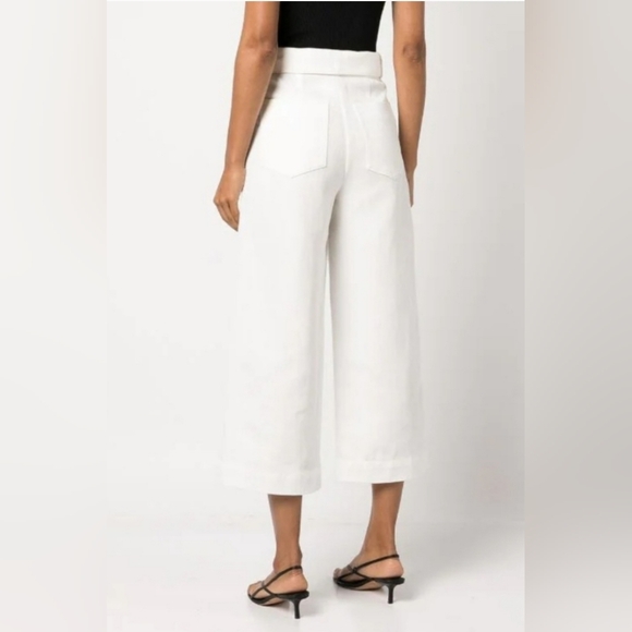 Vince Tie Front Wide Leg Pants Cotton Linen Trousers White Womens Size 2 - Picture 3 of 6